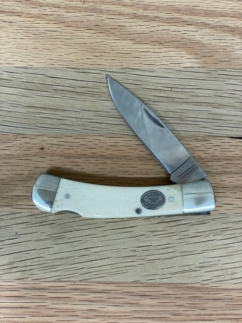 Moore Maker Inc. WHITE BONE LOCKBACK KNIFE (5101LBB)