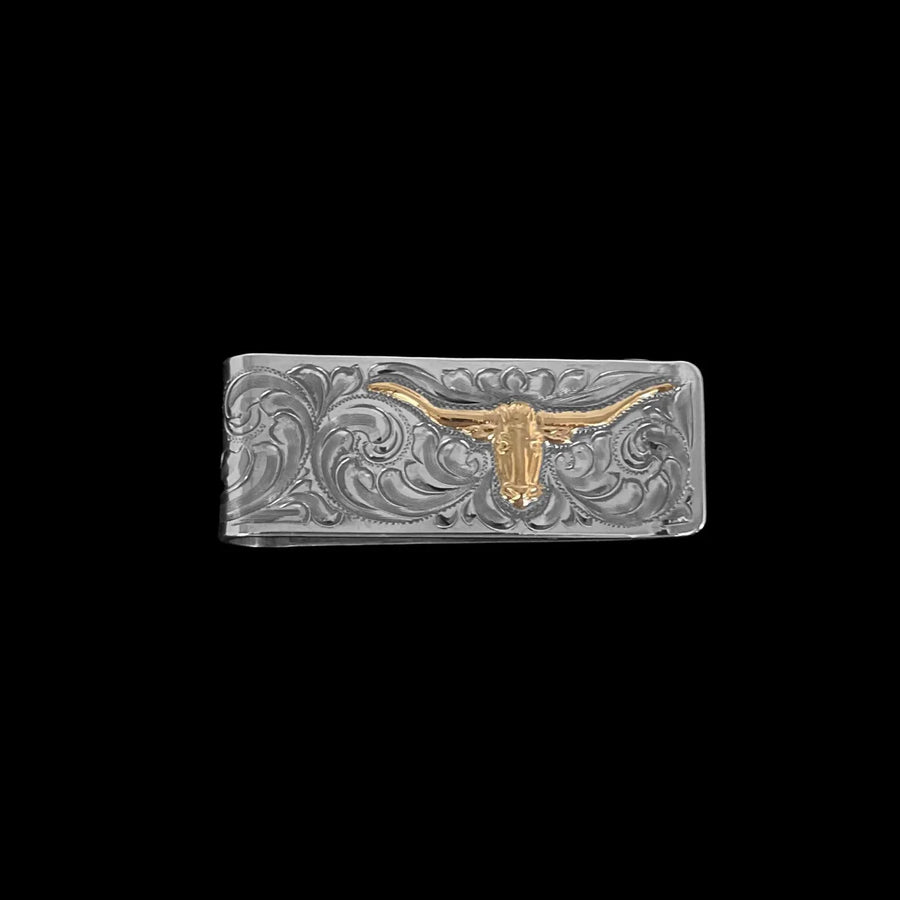 Vogt Silver Engraved "Silhouetted Longhorn" Monkey Clip 21-055